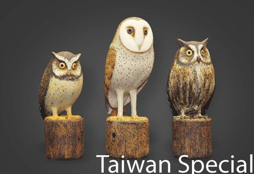 台灣特亞種貓頭鷹迷你版陶藝品